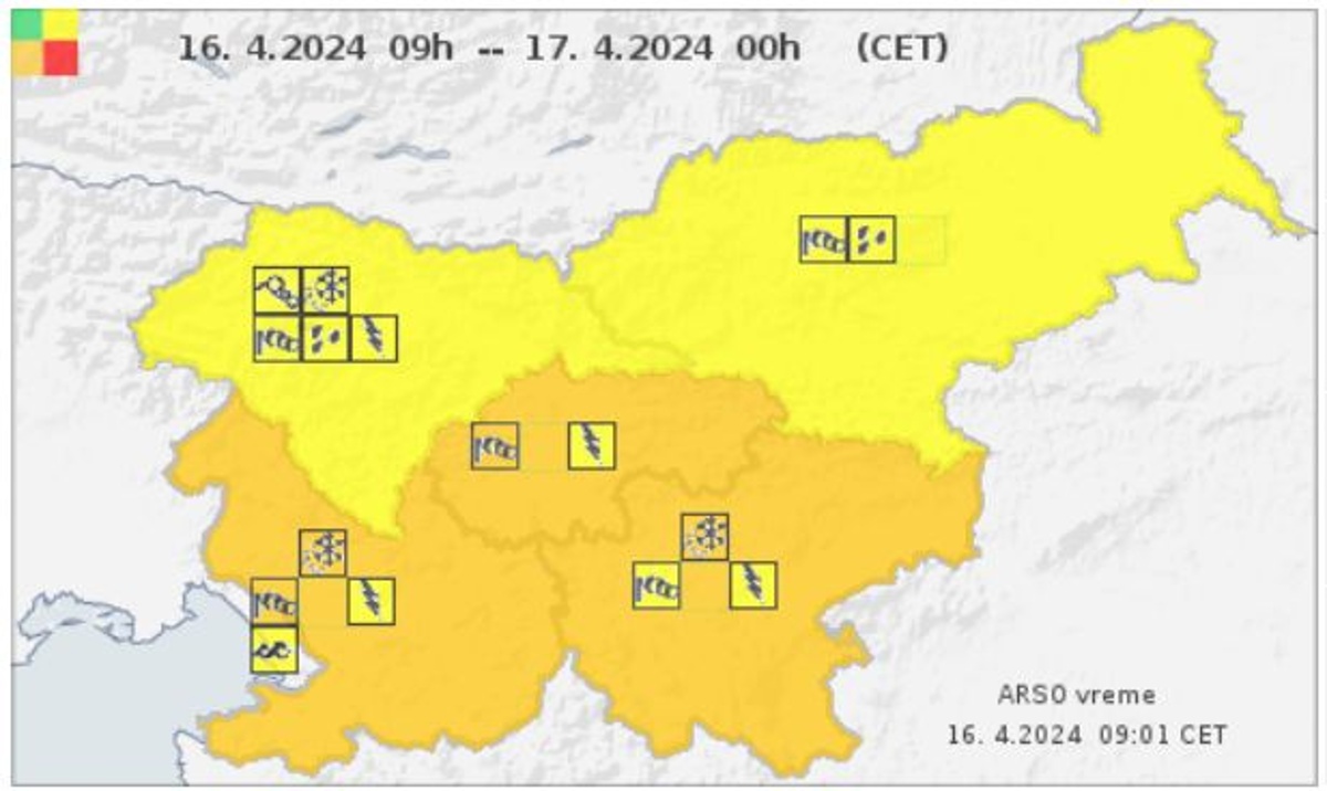 Arso oranžni alarm 17.4.24