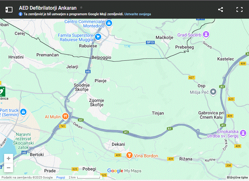mapa defibrilatorji