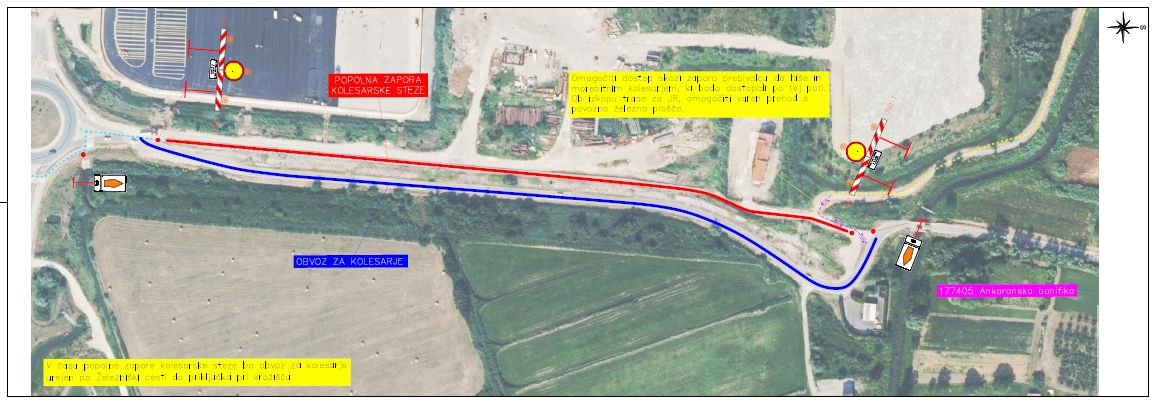 Zapora kolesarska steza Železniška